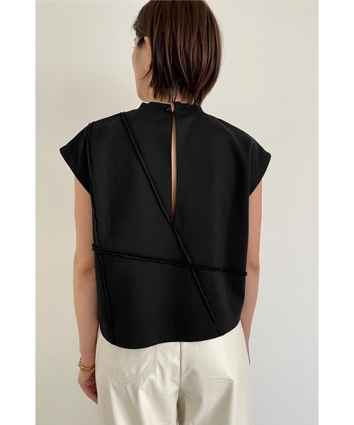 LA PEAU DE GEM（ラポドゥジェム）の「【LA PEAU DE GEM】ランダムカッティングタンクトップ（Tシャツ/カットソー・レディース・ホワイト/ブラック・FREE）」の6枚目の写真