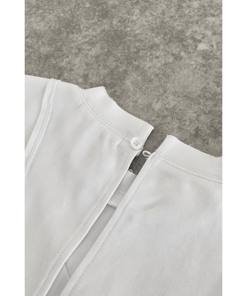 LA PEAU DE GEM（ラポドゥジェム）の「【LA PEAU DE GEM】ランダムカッティングタンクトップ（Tシャツ/カットソー・レディース・ホワイト/ブラック・FREE）」の4枚目の写真