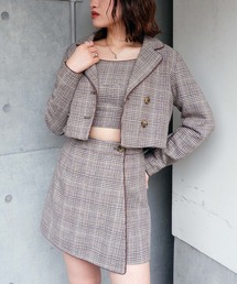 SPIRALGIRL | チェック柄パイピングショートジャケット(テーラードジャケット)