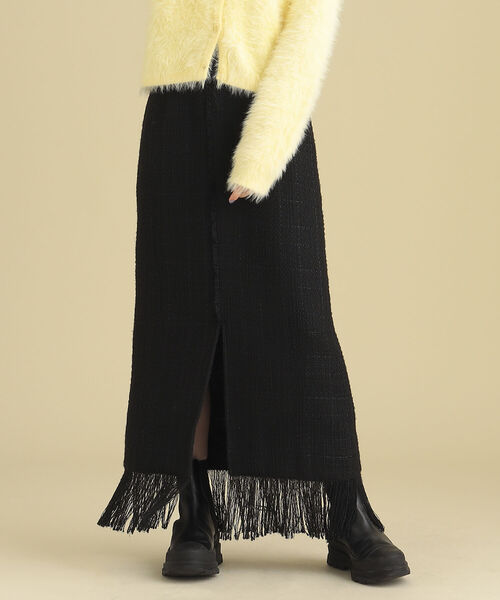 Ray BEAMS（レイビームス）の「Ray BEAMS / ツイード フリンジ ヘム スカート（スカート・レディース・グリーン/ブラック・0/1）」の7枚目の写真