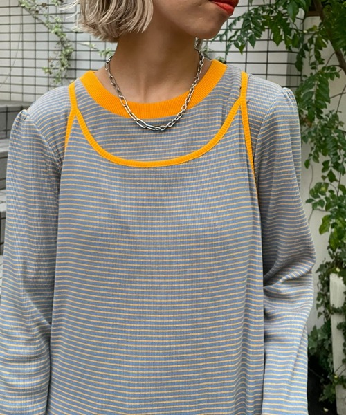 HELLO.SANFRANCISCO（ハローサンフランシスコ）の「【HELLO.SANFRANCISCO/ハローサンフランシスコ】ロンtee付きボーダーキャミワンピース（ワンピース・レディース・レッド/オレンジ/ブルー/グリーン・FREE）」の9枚目の写真