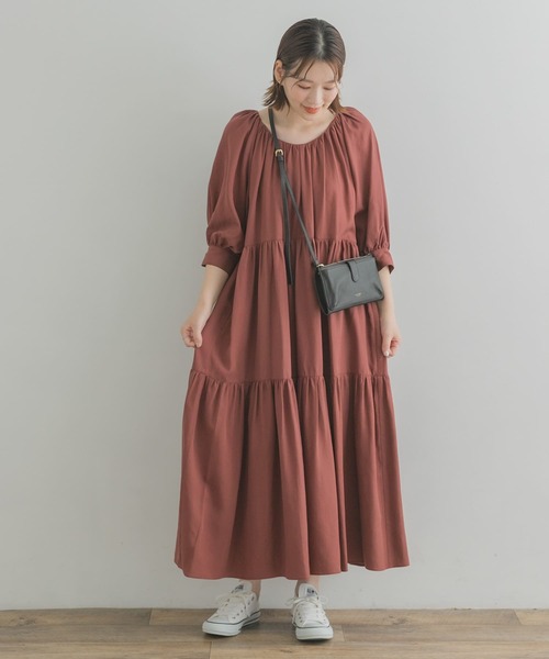 F by ROSSO(エフバイロッソ)の「F by ROSSO ギャザーネックティアードワンピース(ワンピース・レディース・グリーン/マスタード/レッド系その他・38/36)」の17枚目の写真