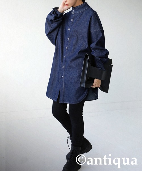 antiqua（アンティカ）の「コットン100%デニムシャツ（シャツ/ブラウス・レディース・インディゴブルー・FREE）」の11枚目の写真