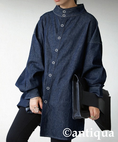 antiqua（アンティカ）の「コットン100%デニムシャツ（シャツ/ブラウス・レディース・インディゴブルー・FREE）」の16枚目の写真