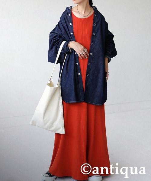 antiqua（アンティカ）の「コットン100%デニムシャツ（シャツ/ブラウス・レディース・インディゴブルー・FREE）」の17枚目の写真