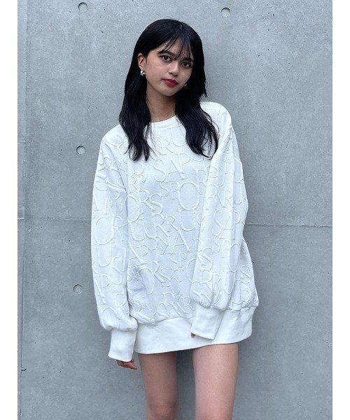 ENVYM(アンビー)の「ジャガードOP(つなぎ/オールインワン・レディース・ホワイト/ブラック・FREE)」の4枚目の写真