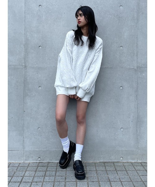 ENVYM(アンビー)の「ジャガードOP(つなぎ/オールインワン・レディース・ホワイト/ブラック・FREE)」の7枚目の写真