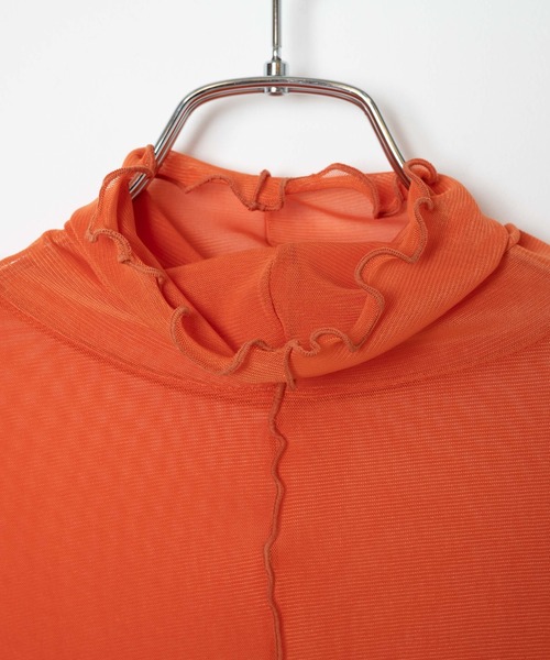 DuKKah（デュカ）の「Dukkah/【低身長向け】シアーメロウハイネックロンT（Tシャツ/カットソー・レディース・ホワイト/ブラック/オレンジ・X-SMALL）」の12枚目の写真