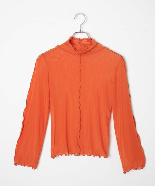 DuKKah（デュカ）の「Dukkah/【低身長向け】シアーメロウハイネックロンT（Tシャツ/カットソー・レディース・ホワイト/ブラック/オレンジ・X-SMALL）」の14枚目の写真