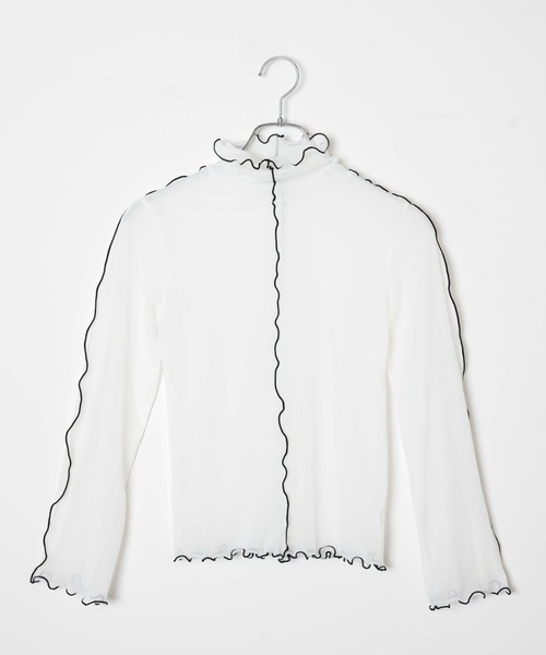 DuKKah（デュカ）の「Dukkah/【低身長向け】シアーメロウハイネックロンT（Tシャツ/カットソー・レディース・ホワイト/ブラック/オレンジ・X-SMALL）」の15枚目の写真