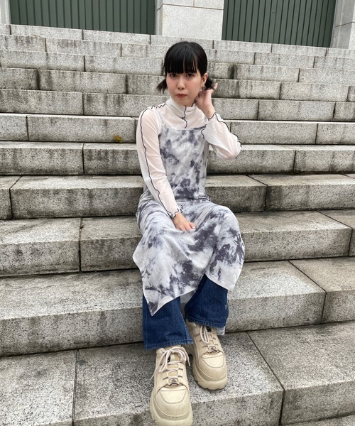 DuKKah（デュカ）の「Dukkah/【低身長向け】シアーメロウハイネックロンT（Tシャツ/カットソー・レディース・ホワイト/ブラック/オレンジ・X-SMALL）」の4枚目の写真