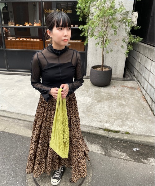 DuKKah（デュカ）の「Dukkah/【低身長向け】シアーメロウハイネックロンT（Tシャツ/カットソー・レディース・ホワイト/ブラック/オレンジ・X-SMALL）」の7枚目の写真