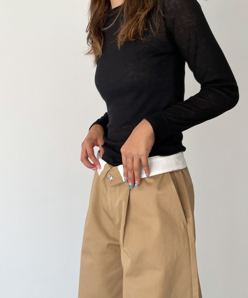 CANAL JEAN（キャナルジーン）の「RED CHOP WORKS(レッドチョップワークス) タックチノワイドパンツ（チノパンツ・レディース・ベージュ/ネイビー・38/36）」の13枚目の写真