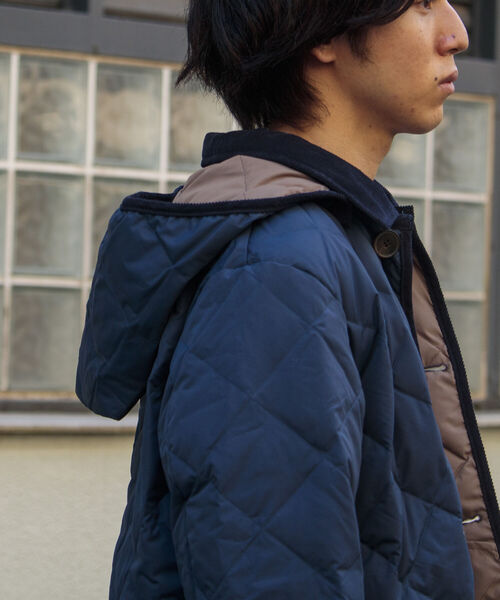 TAION（タイオン）の「【TAION/タイオン】GLOSTER別注 ダイヤキルティングジャケット フード取り外し可能（ブルゾン・メンズ・ネイビー/グレー/ブラック/ダークブラウン・XL/M/L）」の11枚目の写真