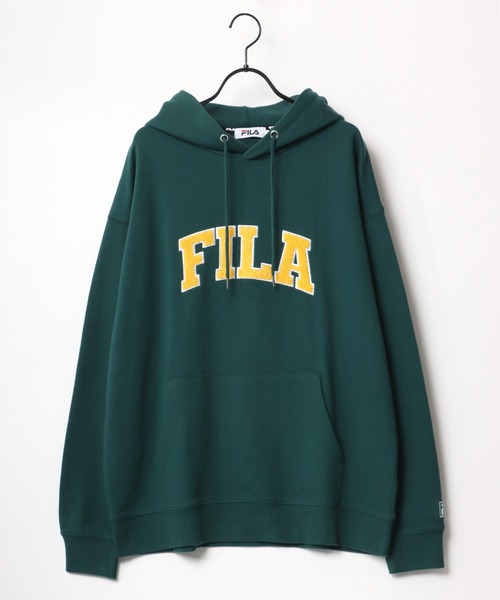 FILA(フィラ)の「FILA/フィラ 別注 オーバーサイズ カレッジロゴ ワッペン サガラ刺繍 スウェット レディース メンズ トレーナー パーカー(パーカー・メンズ・アッシュグレー/ダークグリーン/ネイビー/スミクロ・LL/M/L)」の7枚目の写真