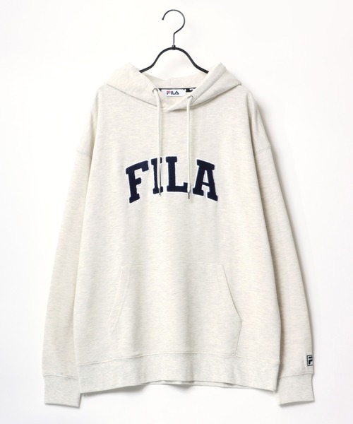 FILA(フィラ)の「FILA/フィラ 別注 オーバーサイズ カレッジロゴ ワッペン サガラ刺繍 スウェット レディース メンズ トレーナー パーカー(パーカー・メンズ・アッシュグレー/ダークグリーン/ネイビー/スミクロ・LL/M/L)」の6枚目の写真