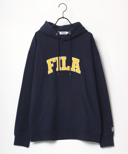 FILA(フィラ)の「FILA/フィラ 別注 オーバーサイズ カレッジロゴ ワッペン サガラ刺繍 スウェット レディース メンズ トレーナー パーカー(パーカー・メンズ・アッシュグレー/ダークグリーン/ネイビー/スミクロ・LL/M/L)」の8枚目の写真