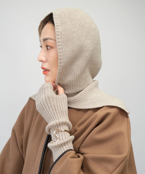 ＡＮＤＪ（アンドジェイ）の「【2022/AW】【ANDJMADE】バラクラバ＆アームウォーマー2点セット（ニットキャップ/ビーニー・レディース・ブラック/レッド/オフホワイト/モカ/ブラウン系その他・M）」の4枚目の写真