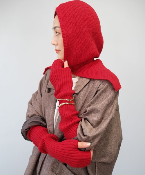 ＡＮＤＪ（アンドジェイ）の「【2022/AW】【ANDJMADE】バラクラバ＆アームウォーマー2点セット（ニットキャップ/ビーニー・レディース・ブラック/レッド/オフホワイト/モカ/ブラウン系その他・M）」の5枚目の写真