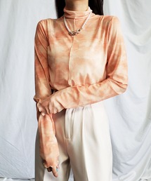 ※※【 5color 】カラーマーブルシアーハイネックメロートップス