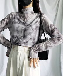 ※※【 5color 】カラーマーブルシアーハイネックメロートップス