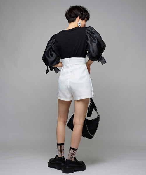 Narcissus（ナルシス）の「【WEBSTORE 限定商品】ハイウエストショートパンツ（その他パンツ・レディース・ホワイト/ブラック・FREE）」の3枚目の写真