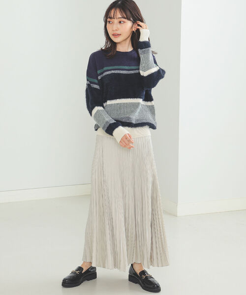 BEAMS HEART(ビームスハート)の「BEAMS HEART / 変形 プリーツスカート(スカート・レディース・カーキ/ベージュ/ブルー系その他・SMALL/MEDIUM)」の6枚目の写真