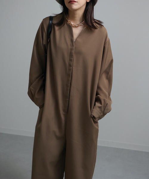 ap retro（アプレトロ）の「2022/新作 ノーカラーオールインワン/ツナギ（つなぎ/オールインワン・レディース・モカ/アイボリー/ブラック・FREE）」の21枚目の写真