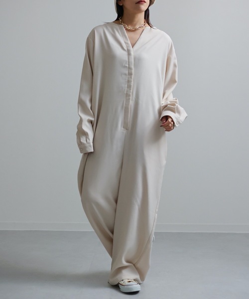 ap retro（アプレトロ）の「2022/新作 ノーカラーオールインワン/ツナギ（つなぎ/オールインワン・レディース・モカ/アイボリー/ブラック・FREE）」の18枚目の写真