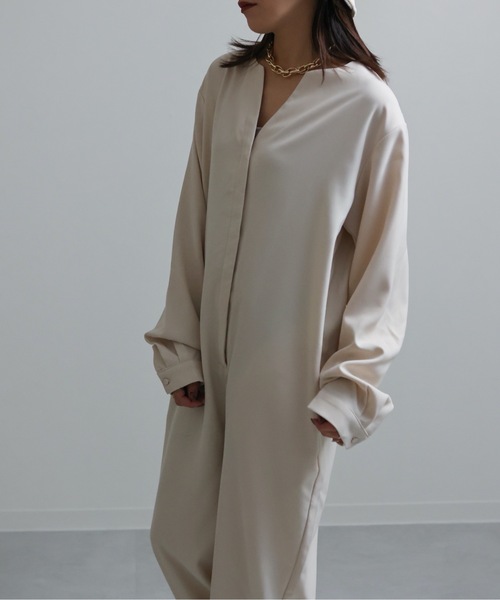 ap retro（アプレトロ）の「2022/新作 ノーカラーオールインワン/ツナギ（つなぎ/オールインワン・レディース・モカ/アイボリー/ブラック・FREE）」の11枚目の写真