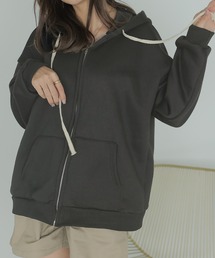 オーバーサイズフロントジップアップパーカー