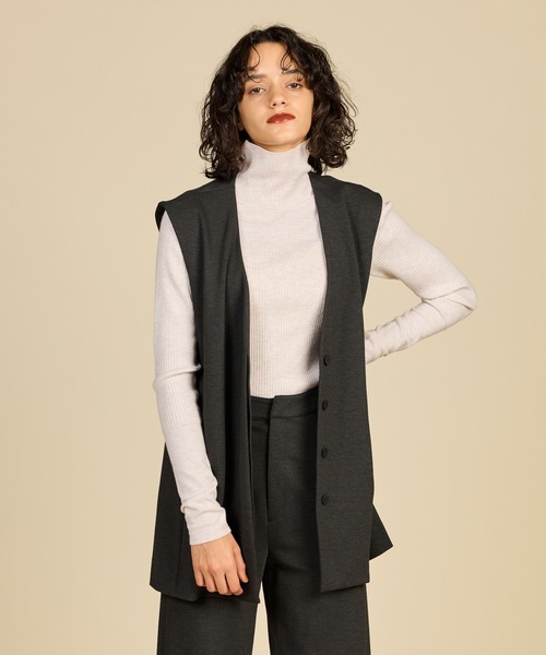 ReNorm（リノーム）の「【SET UP対応】ノーカラージレ（Tシャツ/カットソー・レディース・ブラック/グレー・フリー）」の2枚目の写真