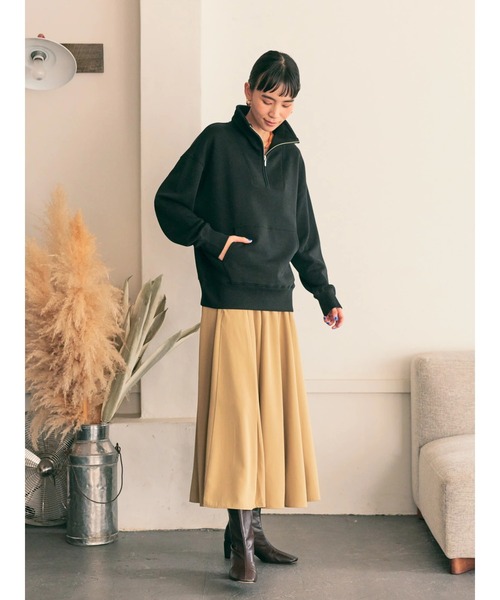 AMERICAN HOLIC（アメリカンホリック）の「ハーフＺＩＰ裏毛プルオーバー（スウェット・レディース・ブラック/グリーン/アイボリー・M/L）」の11枚目の写真