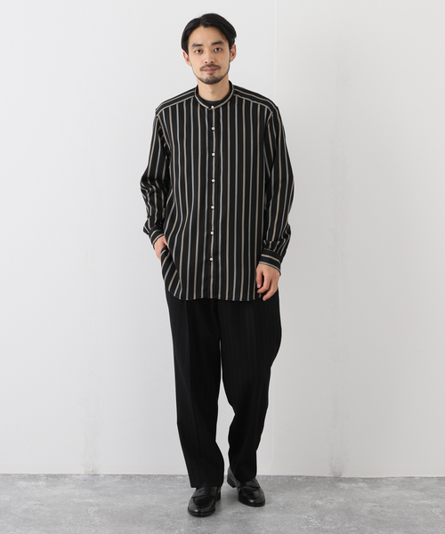 EDIFICE LA BOUCLE（エディフィスラブークル）の「【LA BOUCLE / ラブークル】1プリーツ ストライプ イージー パンツ（その他パンツ・メンズ・ブラック・1/2）」の3枚目の写真