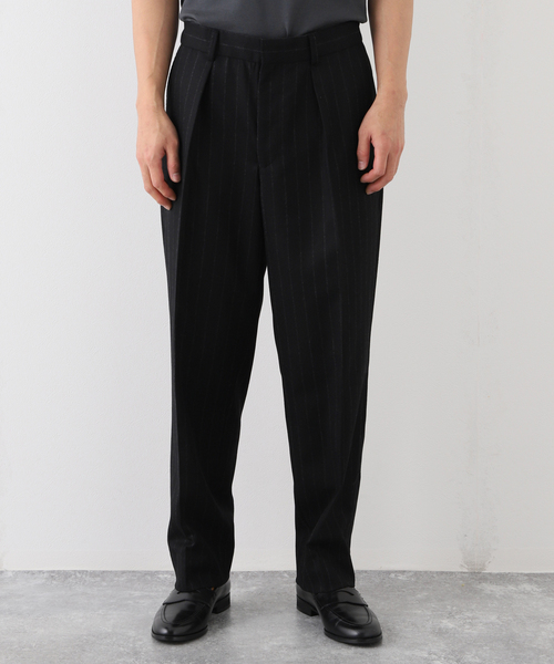 EDIFICE LA BOUCLE（エディフィスラブークル）の「【LA BOUCLE / ラブークル】1プリーツ ストライプ イージー パンツ（その他パンツ・メンズ・ブラック・1/2）」の5枚目の写真