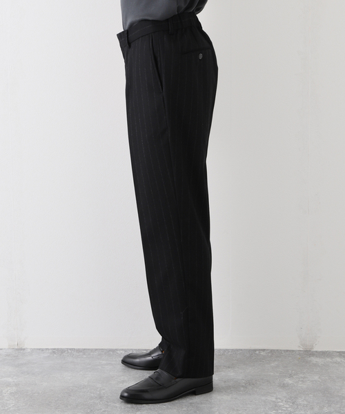 EDIFICE LA BOUCLE（エディフィスラブークル）の「【LA BOUCLE / ラブークル】1プリーツ ストライプ イージー パンツ（その他パンツ・メンズ・ブラック・1/2）」の11枚目の写真