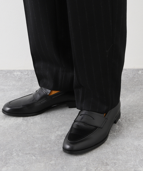 EDIFICE LA BOUCLE（エディフィスラブークル）の「【LA BOUCLE / ラブークル】1プリーツ ストライプ イージー パンツ（その他パンツ・メンズ・ブラック・1/2）」の4枚目の写真