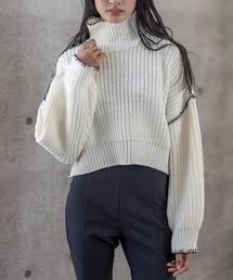 clear | 配色ステッチショート丈ニットトップス ≪2022AW新作≫(ニット/セーター)