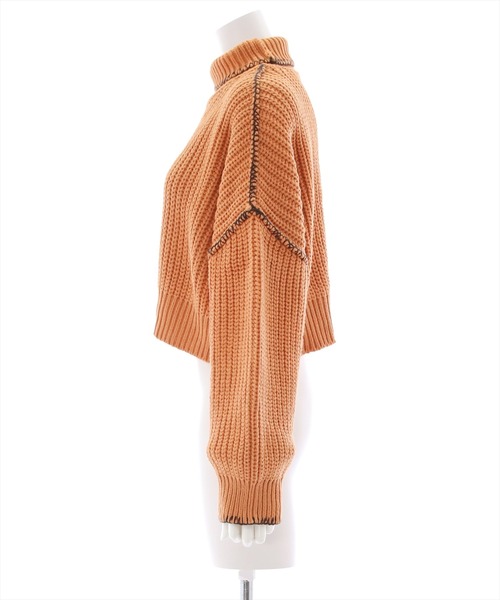 clear（クリア）の「配色ステッチショート丈ニットトップス（ニット/セーター・レディース・ブラック/オレンジ/アイボリー・F）」の17枚目の写真