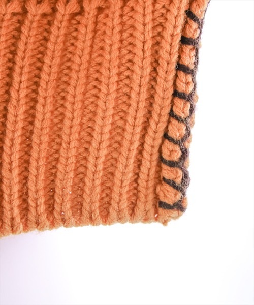 clear（クリア）の「配色ステッチショート丈ニットトップス（ニット/セーター・レディース・ブラック/オレンジ/アイボリー・F）」の21枚目の写真