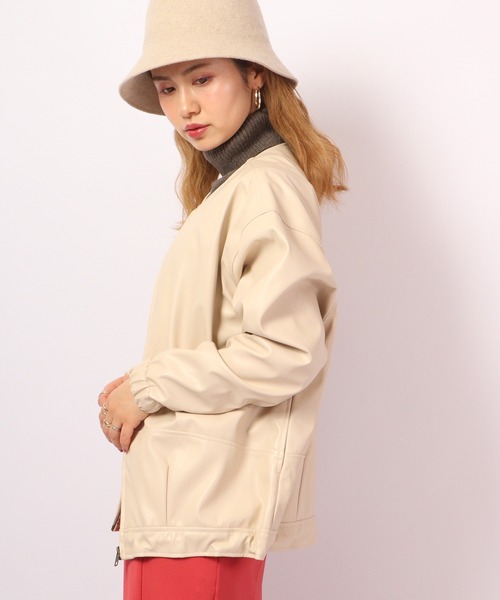 A.N.L(エーエヌエル レーベル)の「A.N.L フェイクレザーブルゾン(ブルゾン・レディース・キャメル/アイボリー/ブラック・38)」の9枚目の写真