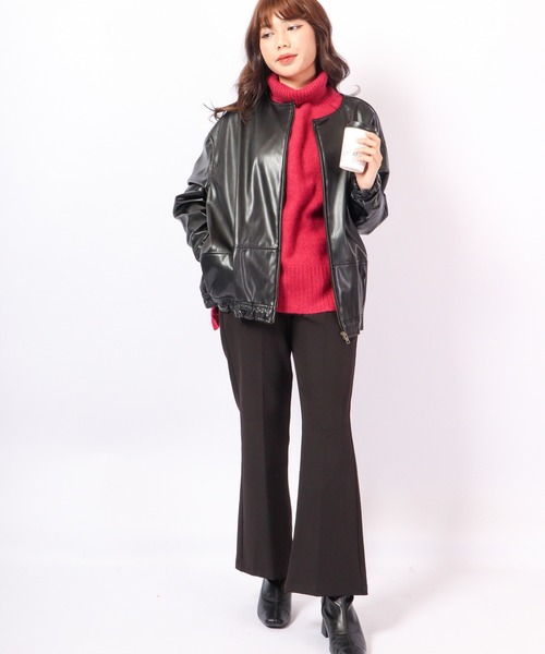 A.N.L(エーエヌエル レーベル)の「A.N.L フェイクレザーブルゾン(ブルゾン・レディース・キャメル/アイボリー/ブラック・38)」の6枚目の写真