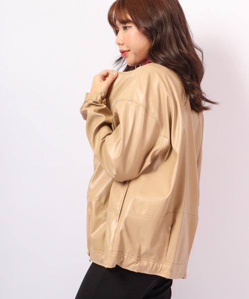 A.N.L(エーエヌエル レーベル)の「A.N.L フェイクレザーブルゾン(ブルゾン・レディース・キャメル/アイボリー/ブラック・38)」の10枚目の写真