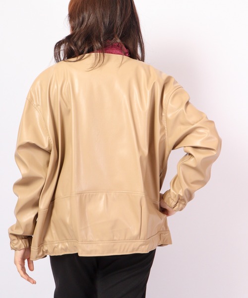 A.N.L(エーエヌエル レーベル)の「A.N.L フェイクレザーブルゾン(ブルゾン・レディース・キャメル/アイボリー/ブラック・38)」の5枚目の写真