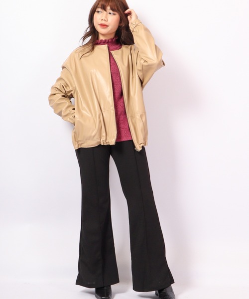 A.N.L(エーエヌエル レーベル)の「A.N.L フェイクレザーブルゾン(ブルゾン・レディース・キャメル/アイボリー/ブラック・38)」の13枚目の写真