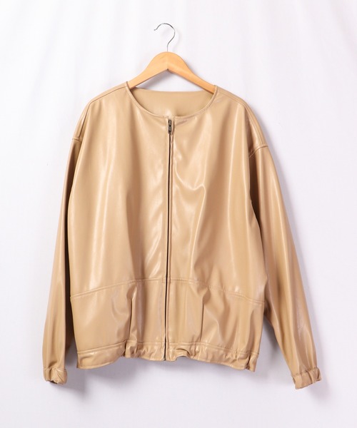 A.N.L(エーエヌエル レーベル)の「A.N.L フェイクレザーブルゾン(ブルゾン・レディース・キャメル/アイボリー/ブラック・38)」の18枚目の写真
