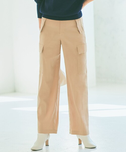 23区(ニジュウサンク)の「【洗える】キュプラナイロンストレッチ カーゴ パンツ(カーゴパンツ・レディース・カーキ系/黄土色系/ブラック系・38/40/36)」の1枚目の写真