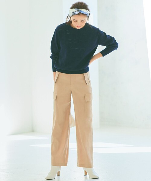 23区(ニジュウサンク)の「【洗える】キュプラナイロンストレッチ カーゴ パンツ(カーゴパンツ・レディース・カーキ系/黄土色系/ブラック系・38/40/36)」の12枚目の写真