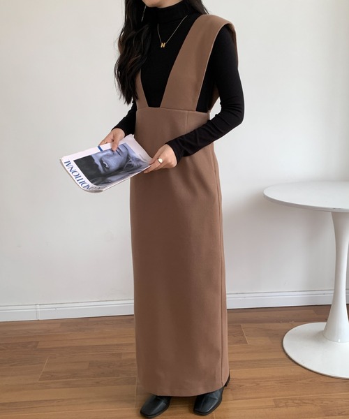 ECLIN（エクラン）の「メルトンスリットジャンパーロングスカート（ジャンパースカート・レディース・チャコールグレー/ブラウン/グレー・M/L）」の16枚目の写真