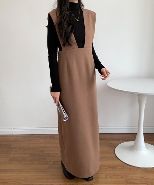 ECLIN（エクラン）の「メルトンスリットジャンパーロングスカート（ジャンパースカート・レディース・チャコールグレー/ブラウン/グレー・M/L）」の17枚目の写真